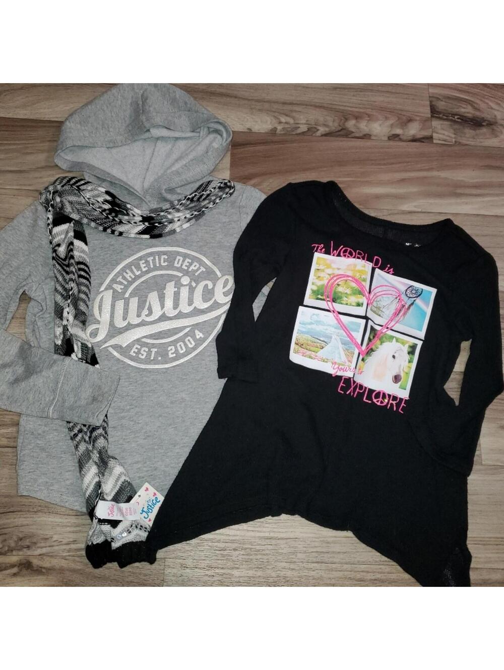 Girls 6 Justice Clothing Bundle Hoodie Sweater Scarf